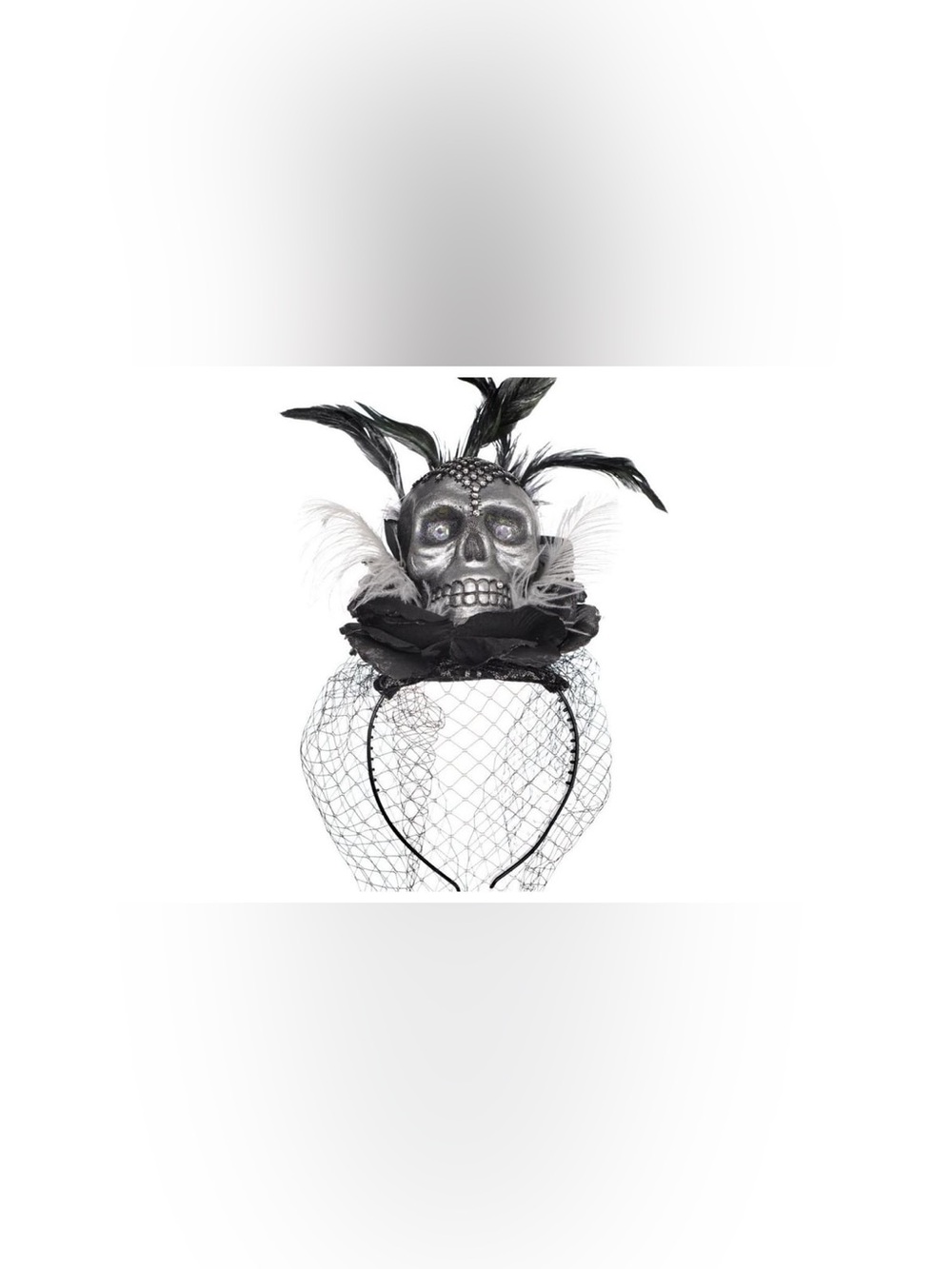 Amscan Black and Silver Skull Veiled Headpiece